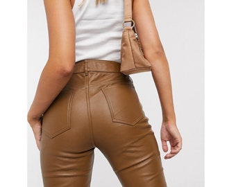 leather look womens trousers