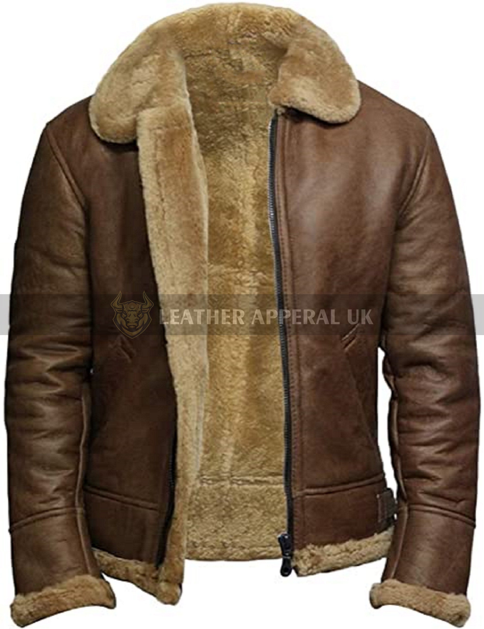 Mens Aviator Brown Jacket Genuine Cow Leather Shearling Jacket - Etsy UK