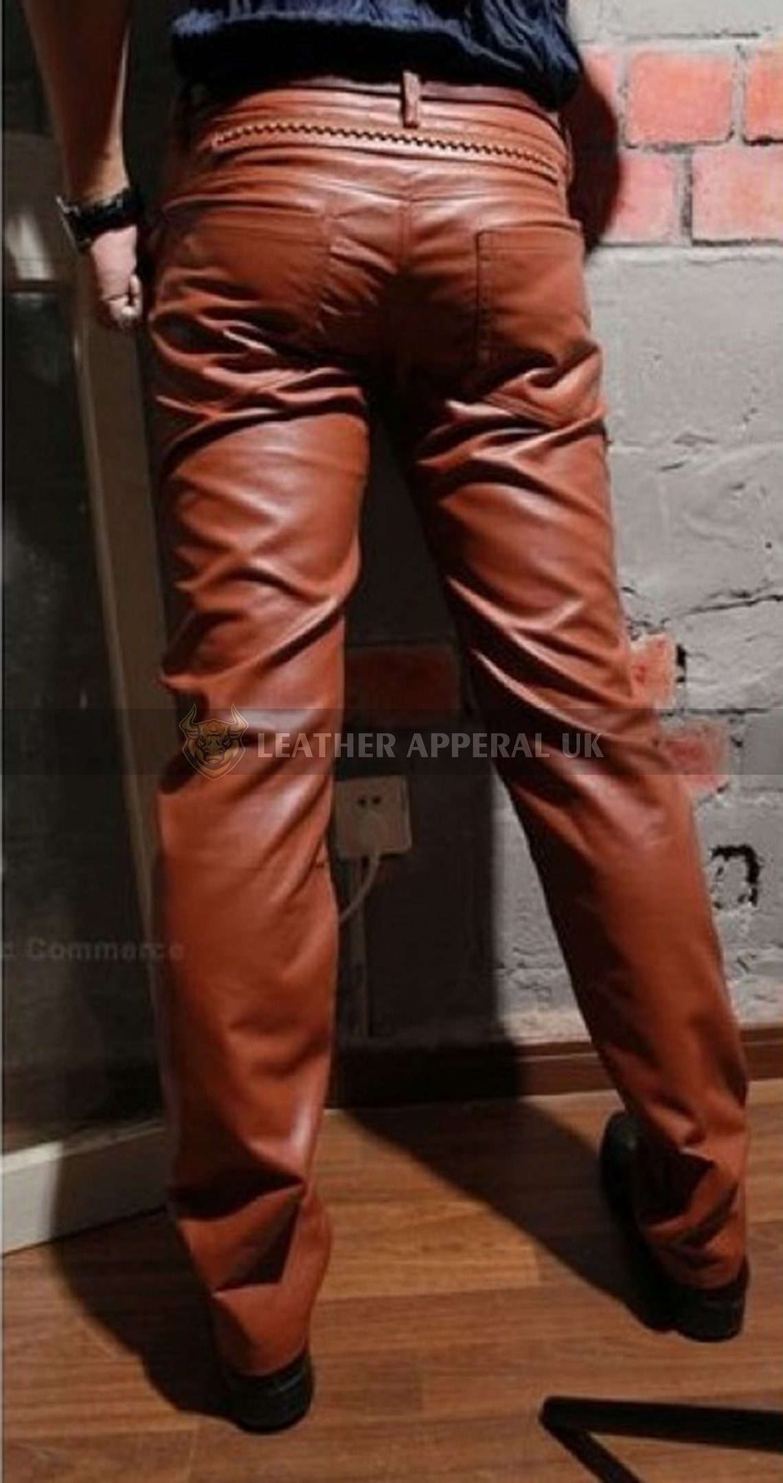 Mens Brown Leather Pants Handmade Real Cow Leather Biker Pants Etsy UK