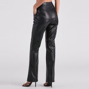 Vegan Leather Pants Women, Faux Leather Pants Women, Leather Bell
