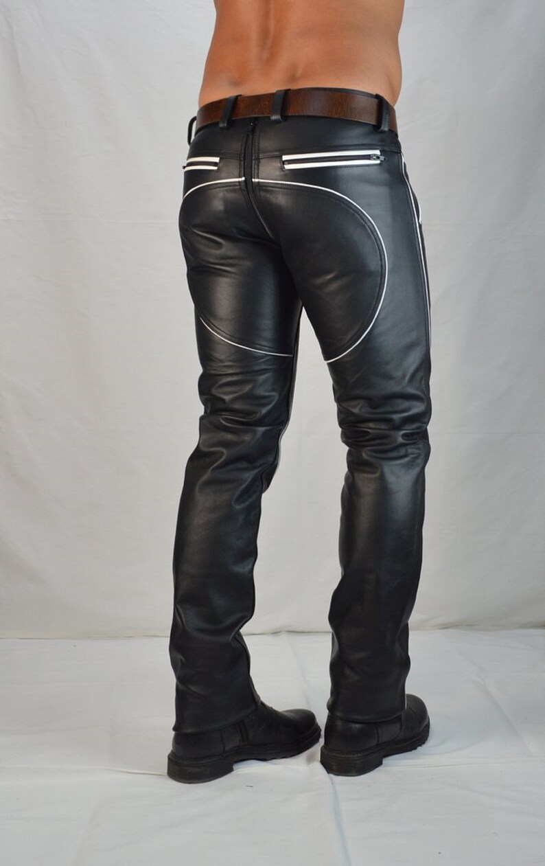 Mens Leather Biker Pants Real Sheep Leather Handmade Rider Etsy