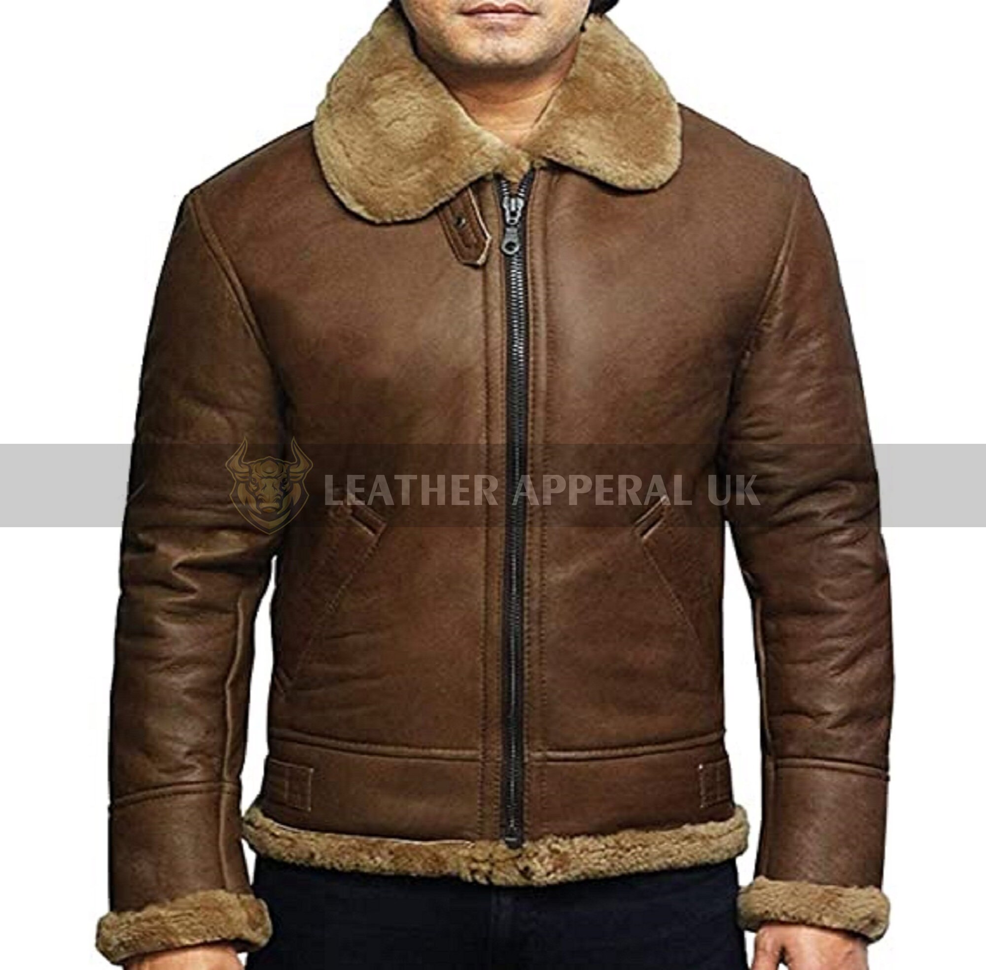 Mens Aviator Brown Jacket Genuine Cow Leather Shearling Jacket - Etsy UK
