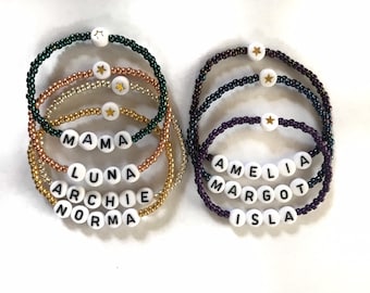 Personalised Beaded Bracelets | Name Bracelet | Custom Made | Friendship | Metallic | Handmade