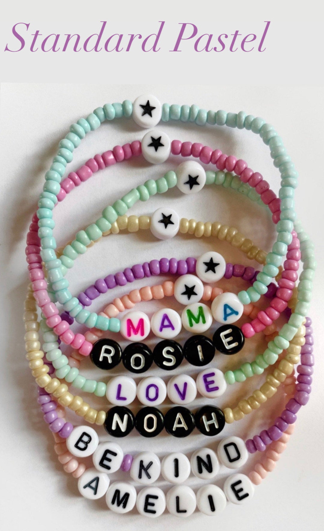 Personalised Name Bracelet With Glass Letter Beads Hand-woven 