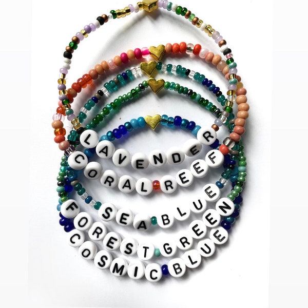 Personalised Beaded Bracelets | Name Bracelet | Custom Made | Friendship Bracelet | Colourful Bracelet | 3mm / 4mm Beaded Bracelet
