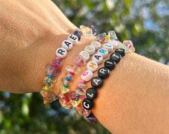 Personalised Rainbow Bracelet | Healing | Crystal Quartz | Name Bracelet | Custom Made | Friendship | Semi Precious Gem