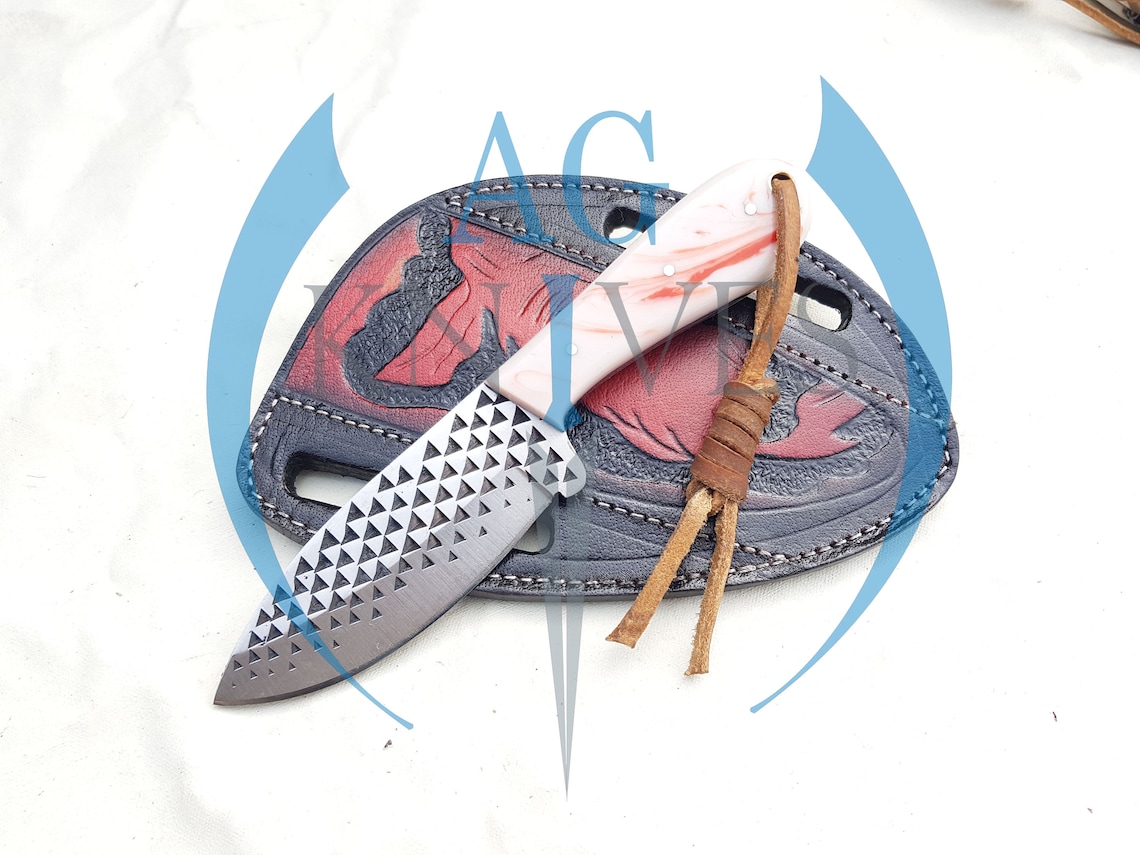 Fixed Blade Handmade Cowboy Belt Knife with Leather Sheath Etsy