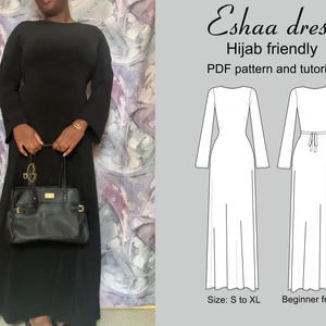 Pattern for a long women&#39;s dress | Sewing pattern for a dress | Modest dress | Long-sleeve dress pattern | Abaya