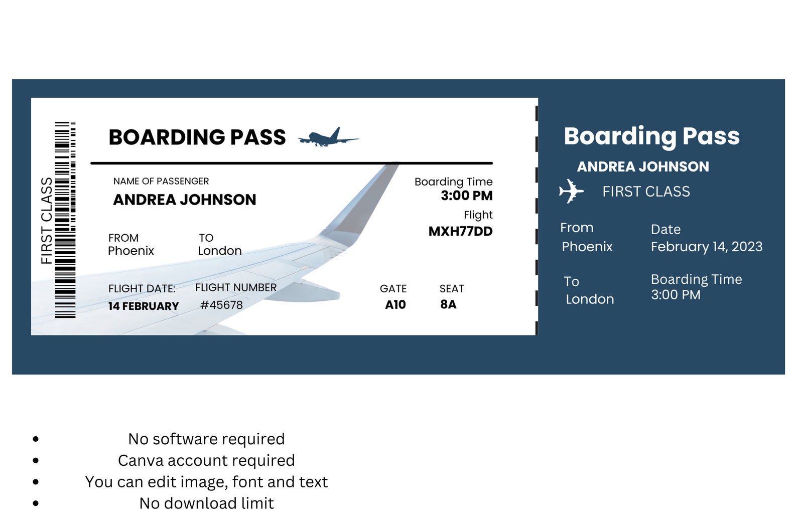 Editable Plane Ticket Template Printable Plane Ticket Custom Plane Ticket Invitation Plane