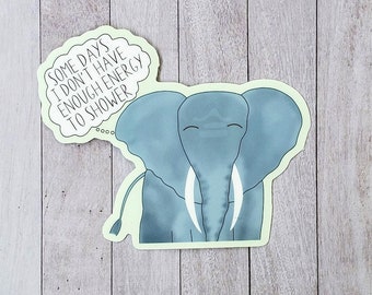 Depressed Sticker for Water Bottle, Mental Health Sticker for Laptop, Elephant Sticker for Hydroflask, Therapist Gift for Best Friend