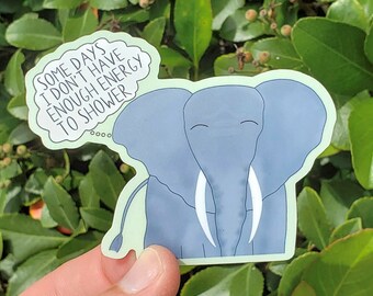 Depression Sticker for Water Bottle, Mental Health Stickers for Laptop, Elephant Stickers for Cup, Therapist Gifts for Women, Funny Stickers