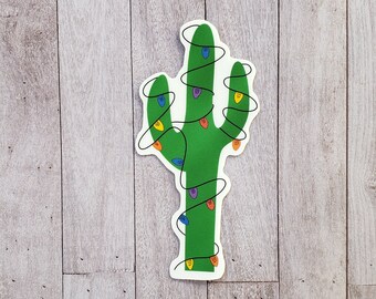 Christmas Cactus Sticker for Laptop, Saguaro Cactus Sticker for Water Bottle, Aunt Christmas Gift from Daughter, Stocking Stuffers for Girls