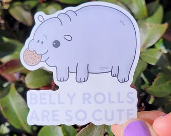 Pygmy Hippo Sticker for Water Bottle, Body Positivity Stickers for Laptop, Anti Diet Culture Stickers for Cup, Feminist Gift for Best Friend