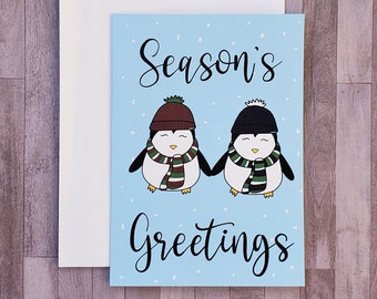 Penguin Card for Christmas, Christmas Card for Family, Holiday Cards With Envelopes, Winter Card for Friend, Christmas Cards With Animals