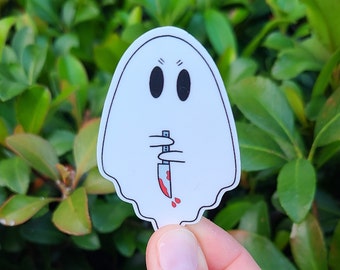 Ghost Sticker for Laptop, Halloween Sticker for Water Bottle, Ghost Gift for Best Friend, Spooky Gifts for Girlfriend, True Crime Stickers