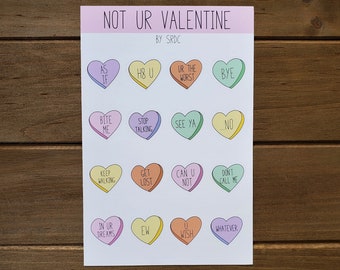 Valentine Sticker Pack for Laptop, Candy Heart Sticker for Bujo, Anti Valentine Stickers for Phone Case, Valentine Stickers for Planner