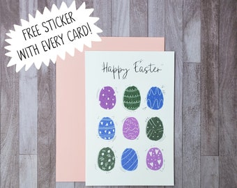 Cute Easter Card for Grandma, Easter Egg Card for Mom, Easter Gift for Women, Easter Greeting Card for Sister, Easter Card for Granddaughter