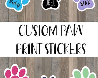 Pet Name Sticker for Water Bottle, Dog Mom Gift for Women, Paw Print Sticker for Laptop, Dog Dad Gift Personalized, Dog Stickers for Car
