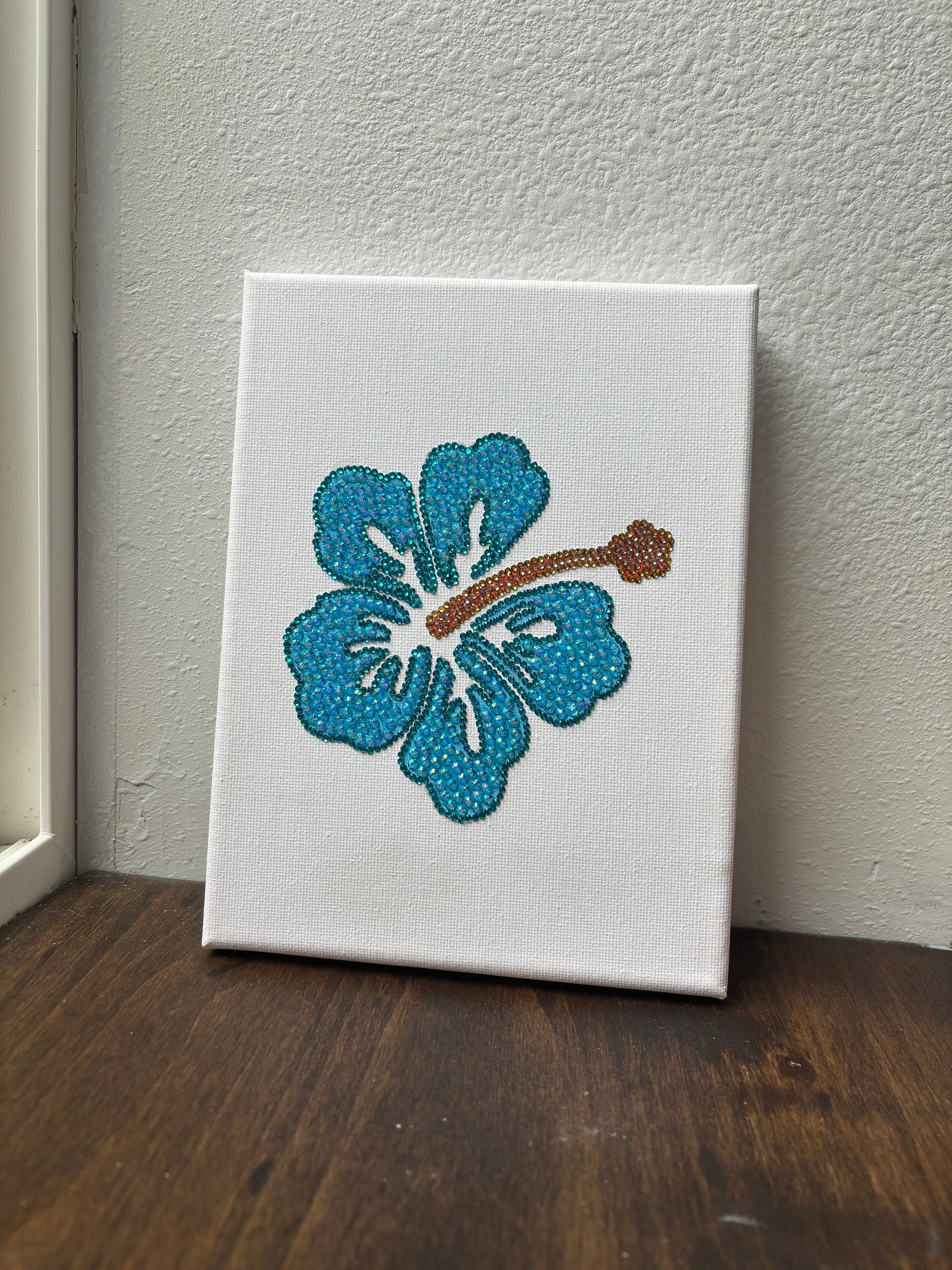 Hibiscus Gem Art Bedazzled Canvas Art Flower Gem Art - Etsy Hibiscus Gem Art Bedazzled Canvas Art Flower Gem Art - Etsy