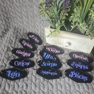 Zodiac Holographic Keychain, Astrology sign, Aries, Taurus, keychains