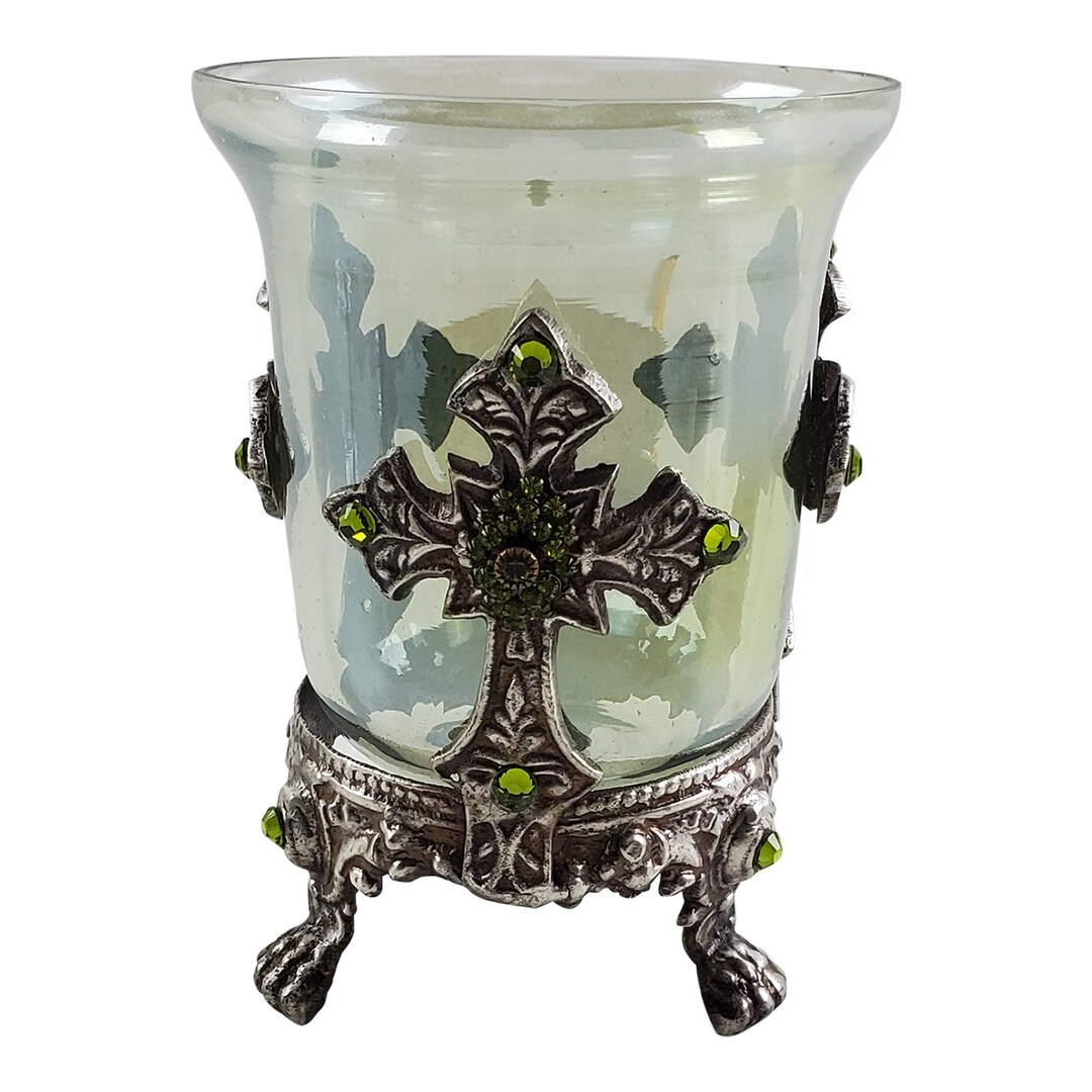 Beautiful Votive Candle Holder With Cross and Embellished With Etsy