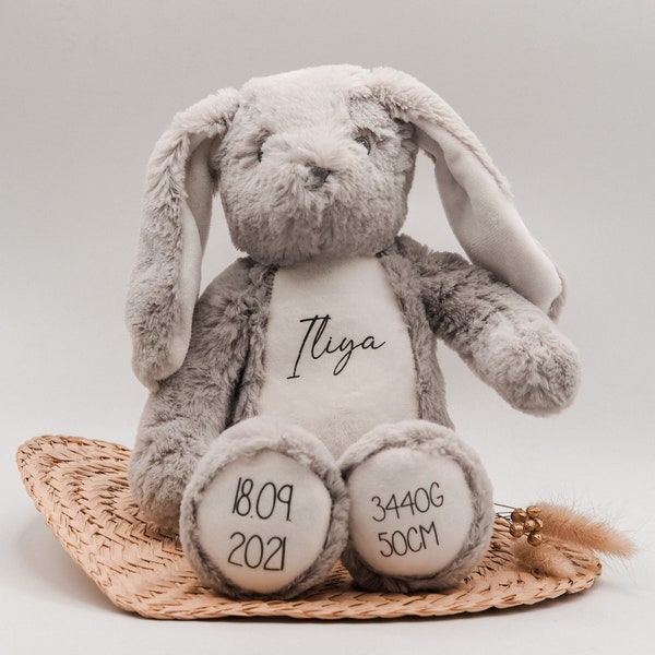 Cuddly toy bunny - personalized - gift for a birth