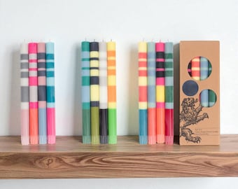 NEW! Mixed Packs of 4 Striped Color Fair Trade Eco Wax Candles