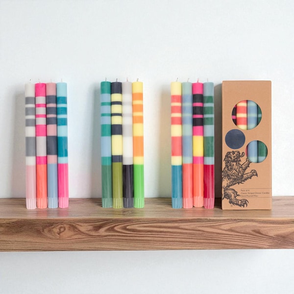 NEW! Mixed Packs of 4 Striped Color Fair Trade Eco Wax Candles