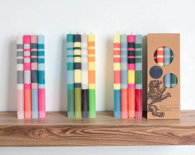 NEW! Mixed Packs of 4 Striped Color Fair Trade Eco Wax Candles