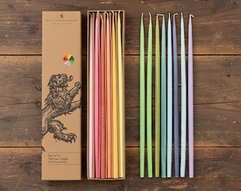 Solid Color Thin Taper, Fair Trade Eco Wax Candles, Packs of 12 Skinny Tapers