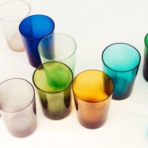 Hand-Blown, Colorful Bubble Glass Tumblers