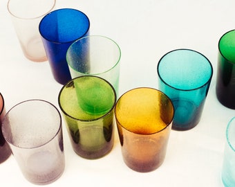 Hand-Blown, Colorful Bubble Glass Tumblers