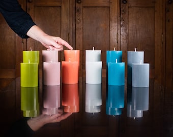 Small Solid Color Pillar Candles, Eco Wax & Fair Trade