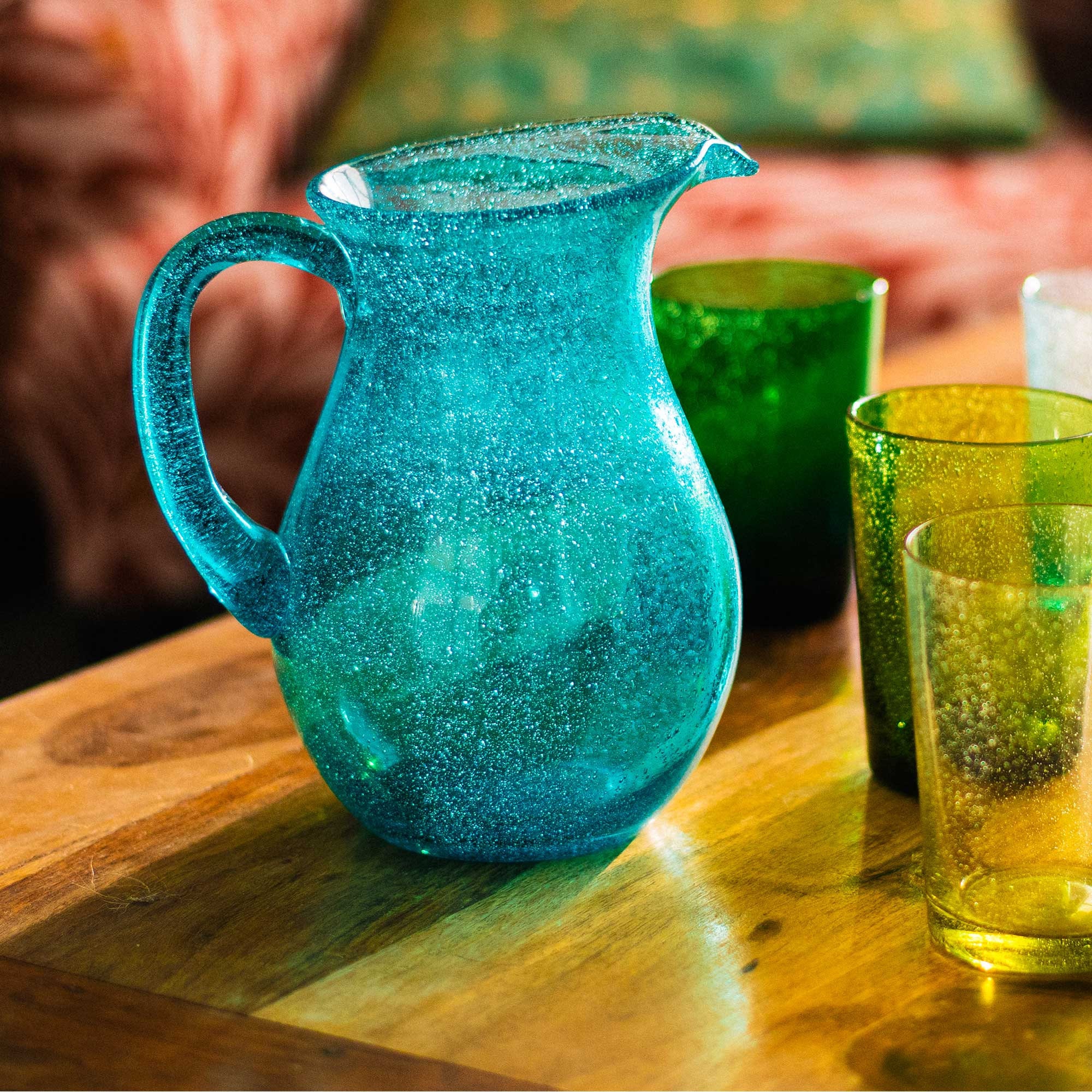 Recycled Bubble Glass Jug -  Israel