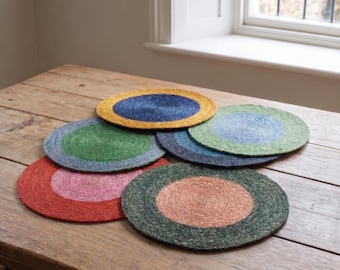15'' / 38cm Striped Seagrass Placemat, Handmade in India
