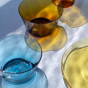 Hand-Blown, Colorful Bubble Glass Small Bowl