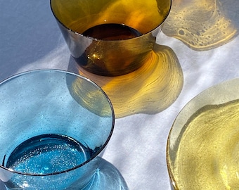 Hand-Blown, Colorful Bubble Glass Small Bowl