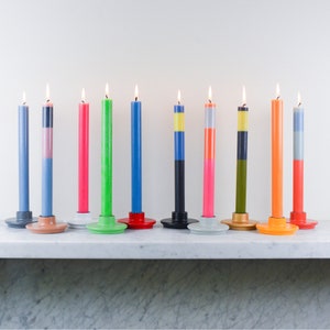 ABSTRACT Striped Color Candles, Eco Wax & Fair Trade, Packs of 4 and 6