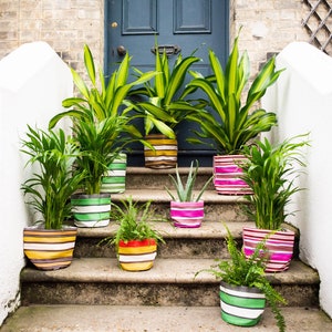 Striped House Plant Pot Covers in 3 Sizes