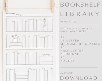 books and journals Bookshelf Printable, Book Tracker, Bookshelf Reading Log, Books I've Read, Yearly Monthly Reading Challenge, Reading Planner Insert, Library