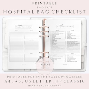 Lista de verificação para mala de hospital, lista de verificação para gravidez, lista de verificação para hospital, presente para chá de bebê, lista de embalagem para recém-nascido, lista de verificação para maternidade, lista de verificação para parto