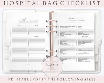 Hospital Bag Checklist, Pregnancy Checklist, Hospital Checklist, Baby Shower Gift, New Baby Packing List,Maternity Checklist,Labor Checklist