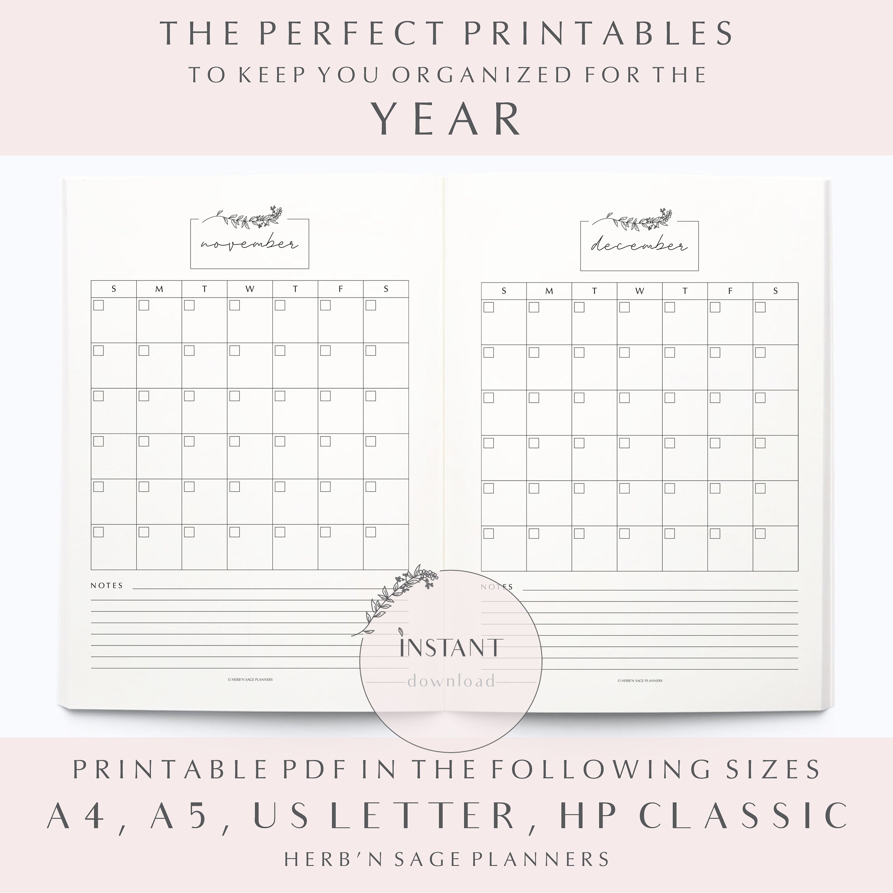 Printable Calendar, Undated Calendar, Blank Calendar, Wall Calendar ...