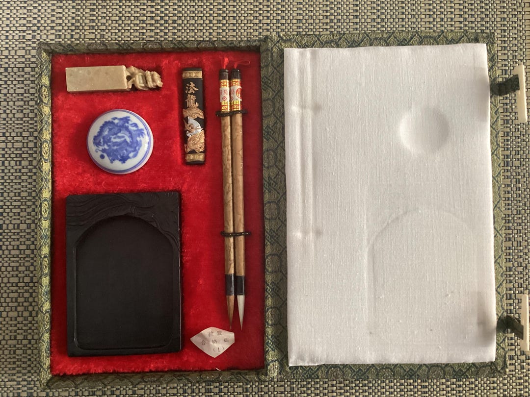 Vintage Chinese Calligraphy Set With Box - Etsy