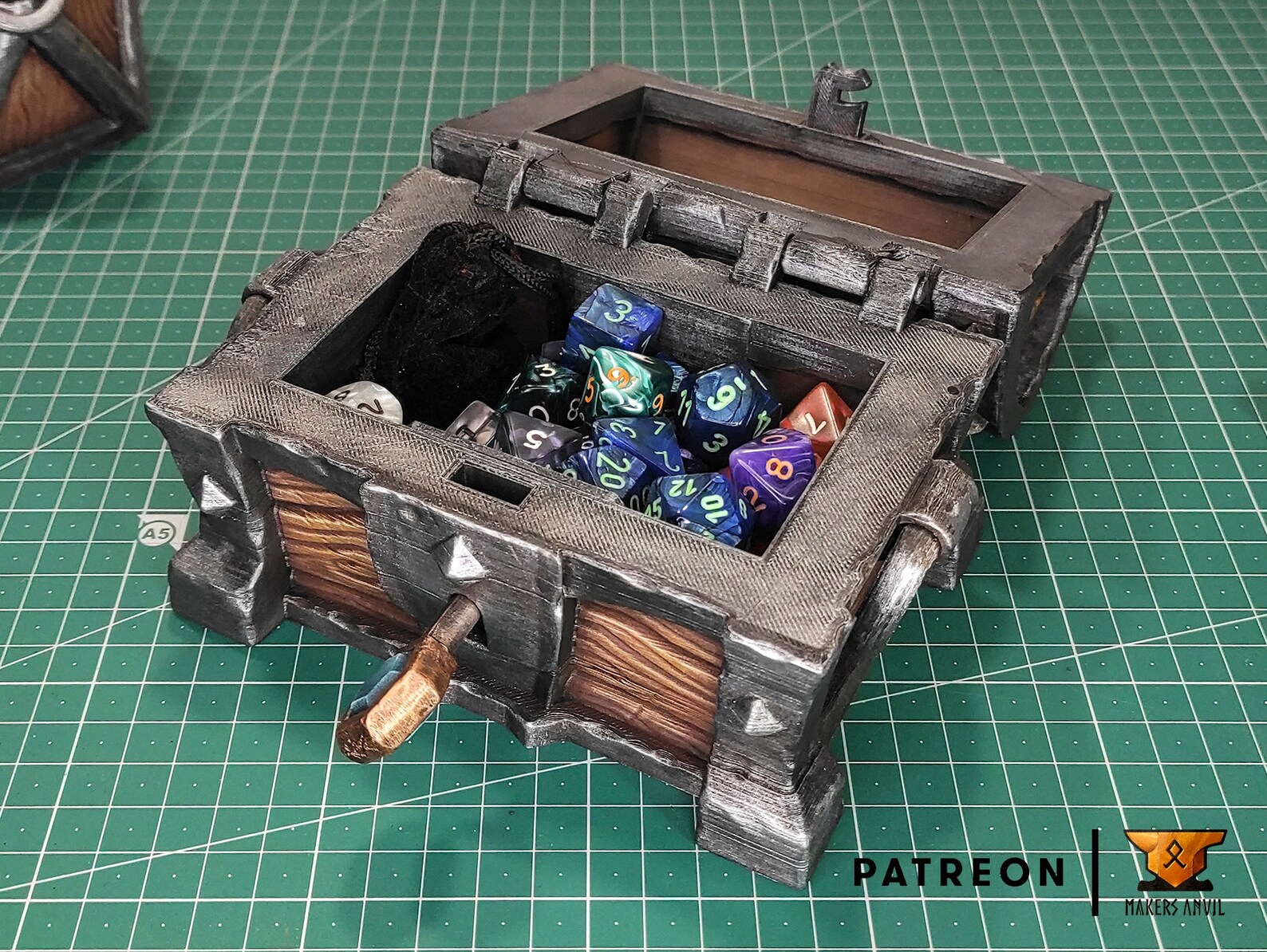 DnD Dice Treasure Chest with Working Lock &amp; Key Dice Box | Etsy