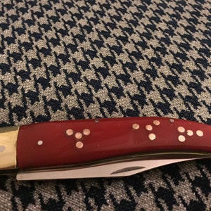 handmade copper embroidered pocket knife