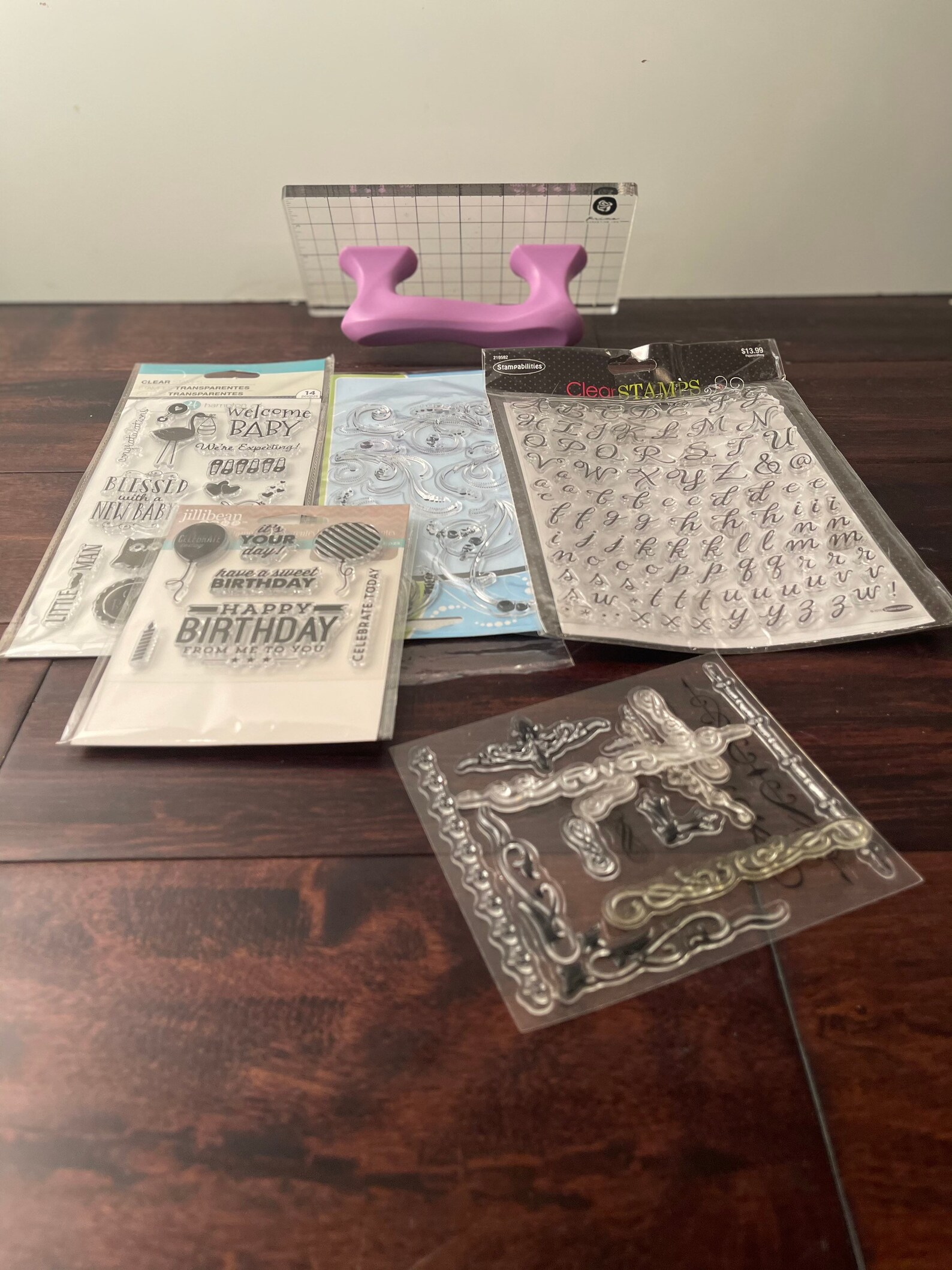 Clear stamps with acrylic stamp block with handle Crafters Etsy