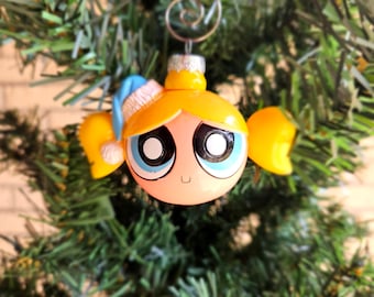 Bubbles Powerpuff Girls Head Christmas Ornament