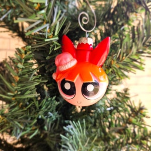Blossom Powerpuff Girls Head Christmas Ornament