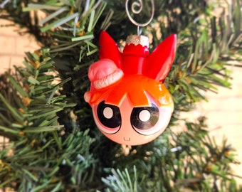 Blossom Powerpuff Girls Head Christmas Ornament